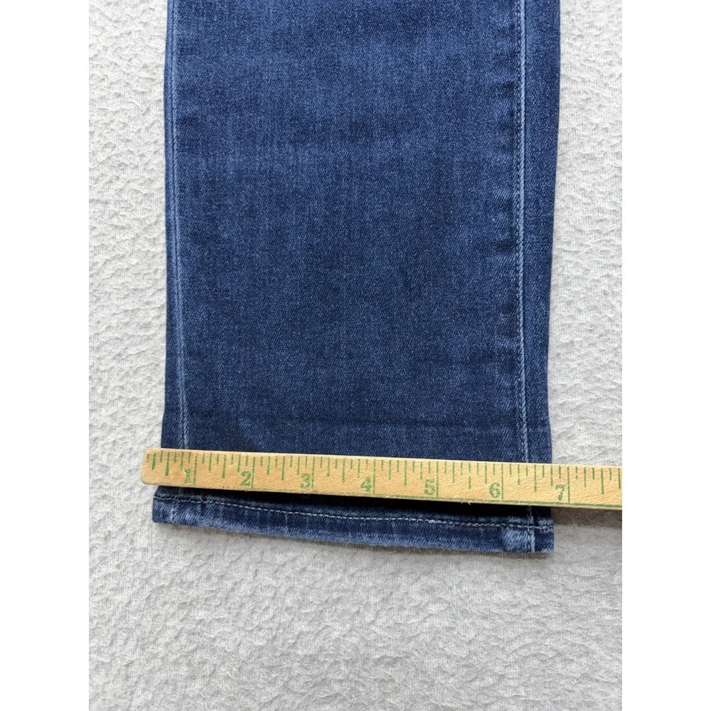 Paige Brigitte Straight Jeans Womens 27 Blue Dark Wash‎ Mid Rise Distressed